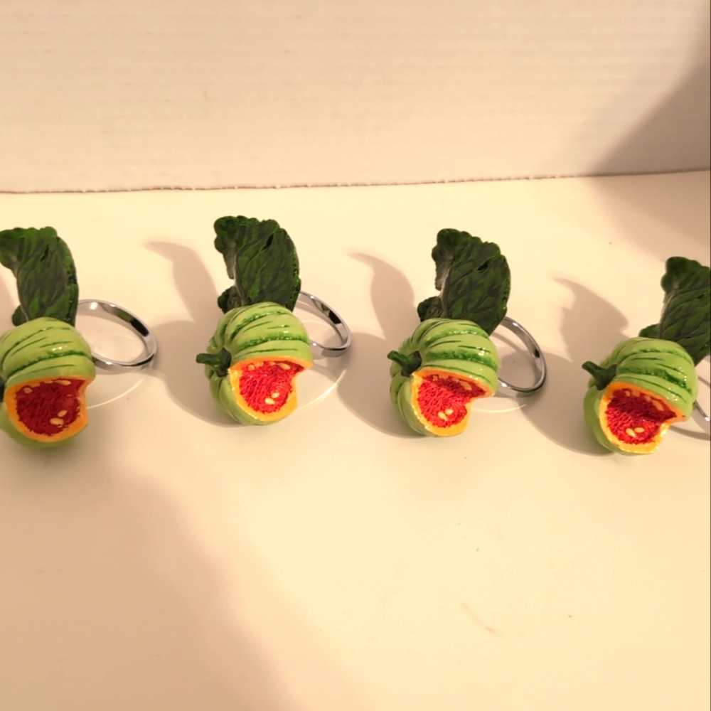 Green Avocado Napkin Rings‎ Set - Picture 2 of 4